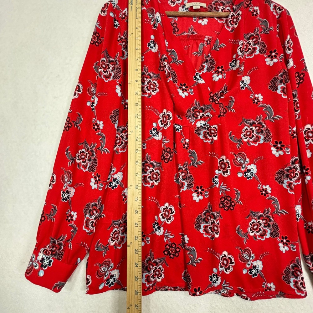 LOFT Floral Blouse Womens Large Crossover V Neck Lightweight Boho Work - Picture 7 of 8